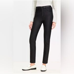LOFT Coated Faux Leather Black Skinny Jeans